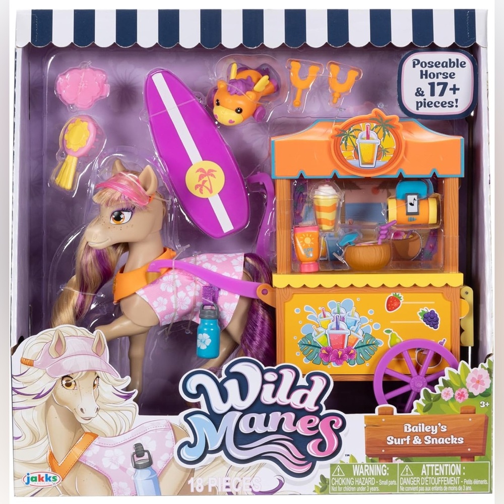 Wild Manes portable pony & surf side snack shop cart NEW poseable ponies